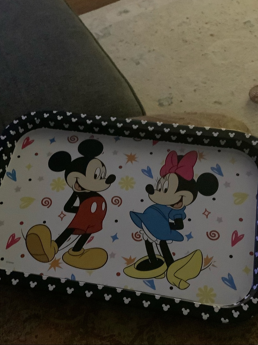 Disney Mickey & Minnie Decorative Party Serving Tray - White with Black Trim